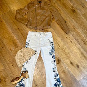 White denim flare jeans